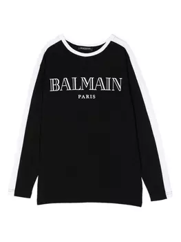 Футболка с логотипом Balmain Kids, черный