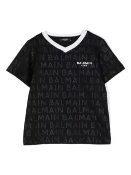 Футболка с логотипом Balmain Kids, черный