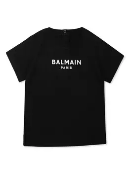 Футболка с логотипом Balmain Kids, черный