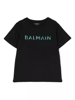Футболка с логотипом Balmain Kids, черный