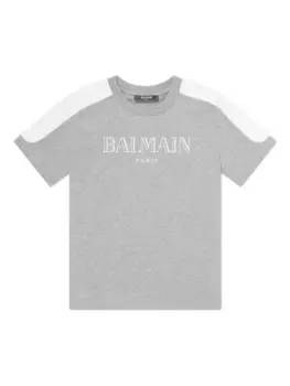 Футболка с логотипом Balmain Kids, серый