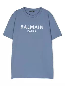 Футболка с логотипом Balmain Kids, синий