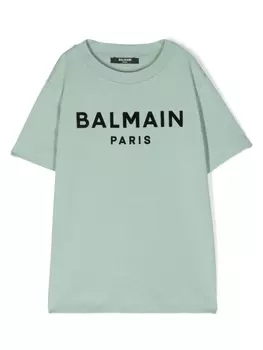 Футболка с логотипом Balmain Kids, зеленый
