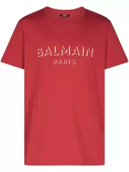 Футболка с логотипом BALMAIN, красный