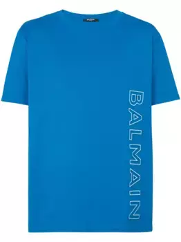Футболка с логотипом BALMAIN, синий
