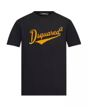 Футболка с логотипом бархатной отделки Dsquared2, черный
