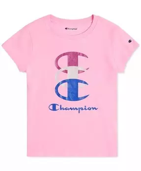 Футболка с логотипом Big Girls и графическим рисунком Champion, розовый