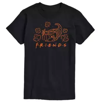 Футболка с логотипом Big & Tall Friends и графическим изображением рога изобилия Licensed Character, черный