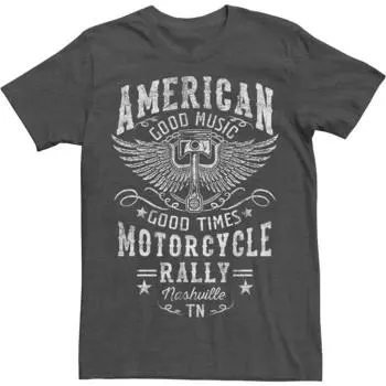 Футболка с логотипом Big & Tall Motorcycle Rally Americana Moto Licensed Character, цвет Charcoal Heather
