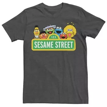 Футболка с логотипом Big & Tall Sesame Street Peak Licensed Character, цвет Charcoal Heather