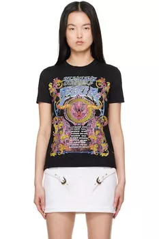 Футболка с логотипом Black Crystal Tour Versace Jeans Couture