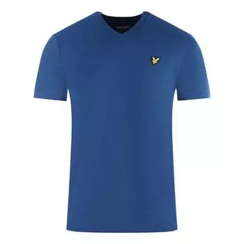 Футболка с логотипом бренда и v-образным вырезом Lyle & Scott, синий
