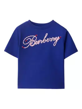Футболка с логотипом Burberry Kids, синий