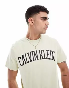 Футболка с логотипом Calvin Klein Jeans в бежевом цвете