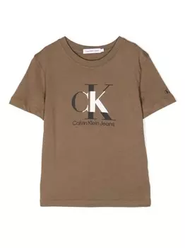 Футболка с логотипом Calvin Klein Kids, коричневый