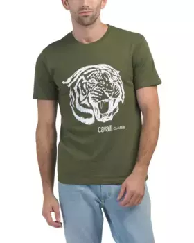 Футболка с логотипом Cavalli Class, цвет Army