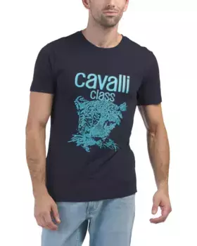 Футболка с логотипом Cavalli Class, синий