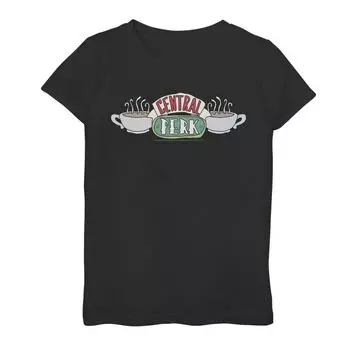 Футболка с логотипом Central Perk для девочек 7–16 лет Friends Licensed Character, черный