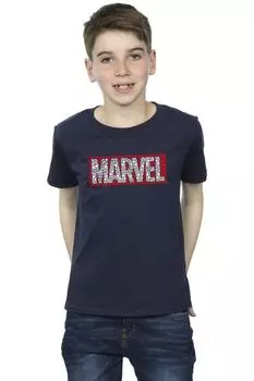 Футболка с логотипом Comics Hearts Marvel, темно-синий