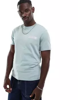 Футболка с логотипом Concrete светло-голубого цвета Calvin Klein
