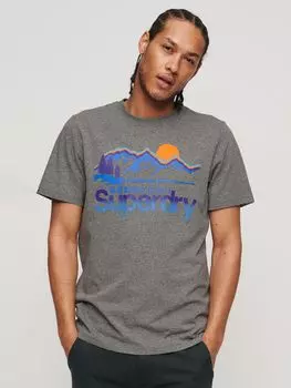 Футболка с логотипом Core Great Outdoors Superdry, асфальт серый зернистость