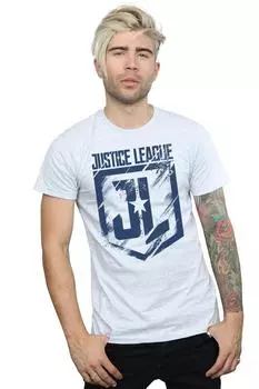 Футболка с логотипом цвета индиго «Лига справедливости» DC Comics, серый