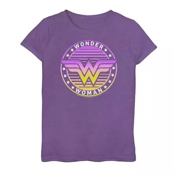 Футболка с логотипом DC Comics Wonder Woman в стиле ретро с градиентом и выцветанием Licensed Character, цвет Purple Heather