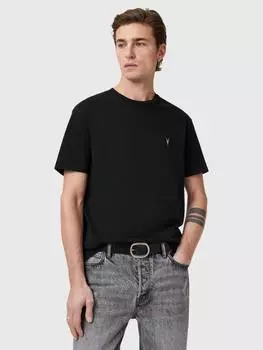 Футболка с логотипом dexter cotton regular fit с коротким рукавом и логотипом AllSaints, черный