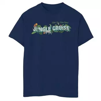 Футболка с логотипом Disney's Jungle Cruise для мальчиков 8–20 лет Wish You Were Here Licensed Character, темно-синий