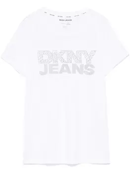 Футболка с логотипом DKNY с заклепками, белый