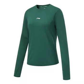 Футболка с логотипом для бега с длинным рукавом Li-Ning, зеленый
