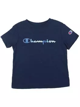 Футболка с логотипом для девочек для малышей Champion, темно-синий