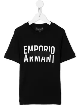 Футболка с логотипом Emporio Armani Kids, черный