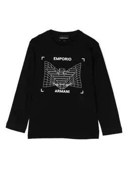 Футболка с логотипом Emporio Armani Kids, черный