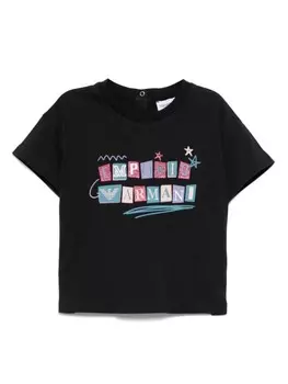 Футболка с логотипом Emporio Armani Kids, черный