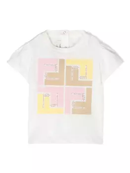 Футболка с логотипом Fendi Kids, белый