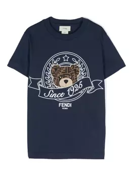 Футболка с логотипом Fendi Kids, синий