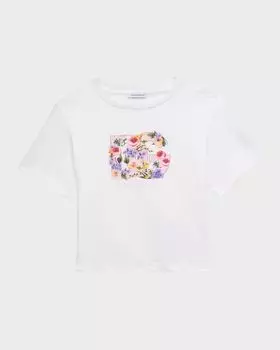 Футболка с логотипом Flower Power для девочек Dolce&Gabbana, цвет White