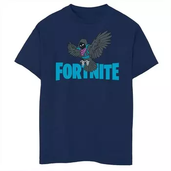 Футболка с логотипом Fortnite Raven для мальчиков 8–20 лет Licensed Character, темно-синий