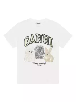Футболка с логотипом GANNI, белый