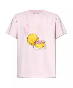 Футболка с логотипом Ganni, розовый