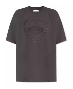 Футболка с логотипом Ganni, серый