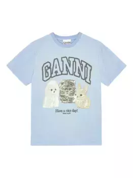 Футболка с логотипом GANNI, синий