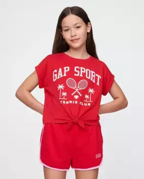Футболка с логотипом Gap для девочек, красный