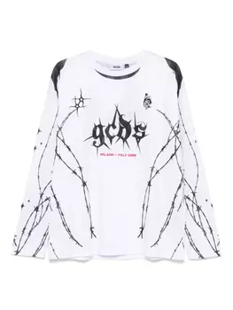 Футболка с логотипом GCDS и шипами, белый