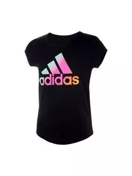 Футболка с логотипом Gradient для девочек Adidas, черный