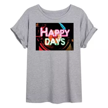 Футболка с логотипом Happy Days Jukebox для детей и струящимся рисунком Licensed Character, серый