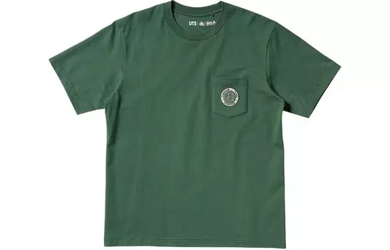 Футболка с логотипом Harry Potter, унисекс, темно-оливково-зеленая Uniqlo, оливково-зеленый