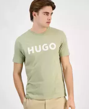 Футболка с логотипом HUGO by Men's Dulivio, классический крой Hugo Boss, зеленый