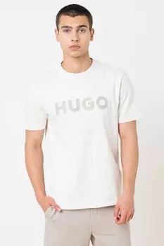 Футболка с логотипом HUGO, слоновая кость, хаки